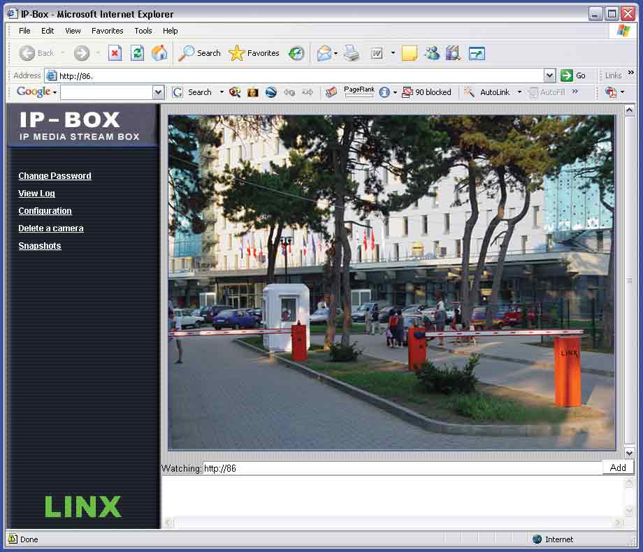 LINX, Vizualizarea in browser a camerelor de supraveghere video analogice preluate prin videoservere